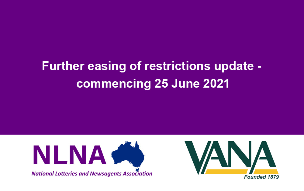 Further easing of restrictions update – commencing 25 June 2021