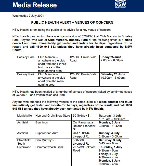 NSW COVID-19 UPDATE