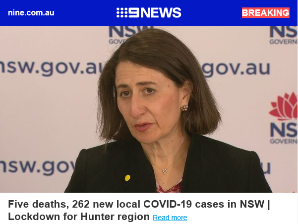 BREAKING: 262 new local COVID-19 cases in NSW | Lockdown for Hunter region