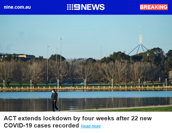 BREAKING: ACT extends lockdown by four weeks